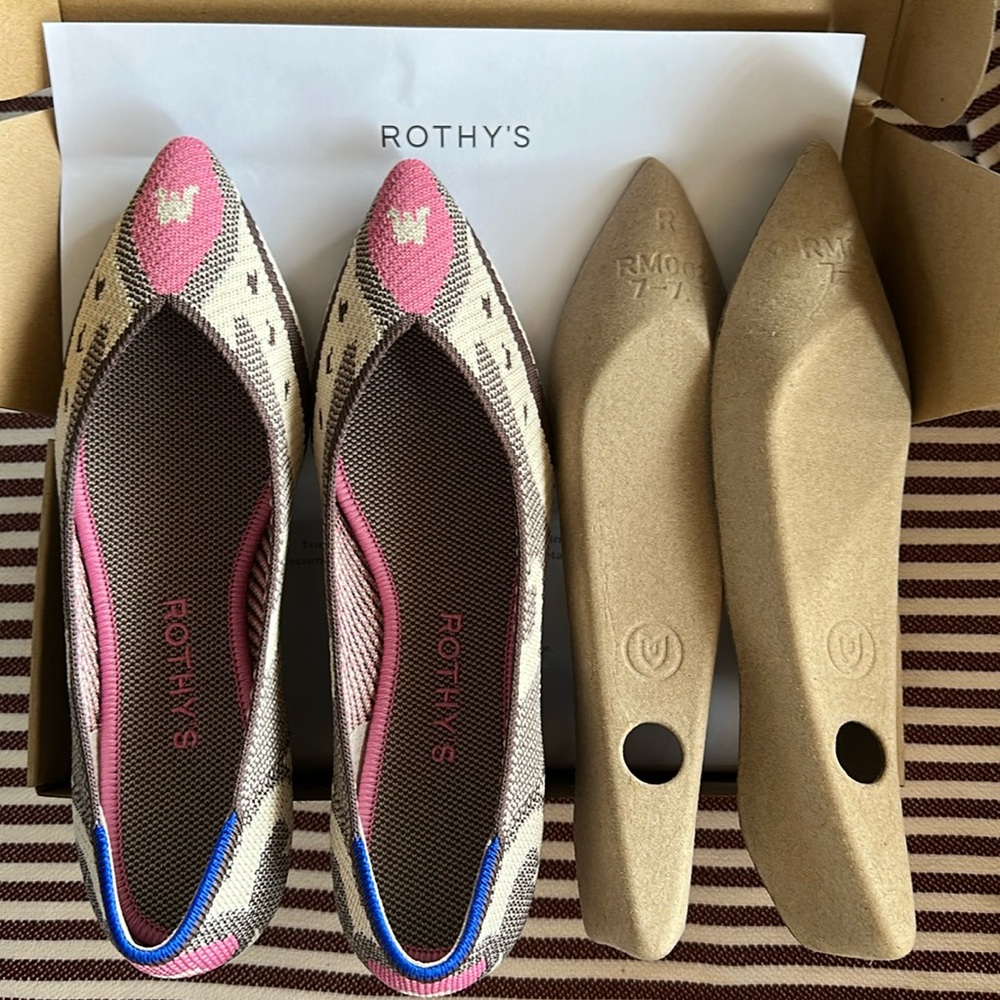 Rothy's Multicolor Flats with Pink and Blue Accents